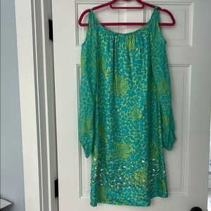 Lilly Pulitzer -Vibrant Green and Yellow cold-shoulder  Dress